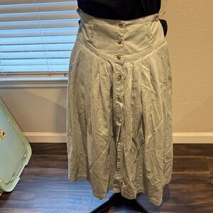 Vintage High-Waist Button-Front Women’s Midi Skirt